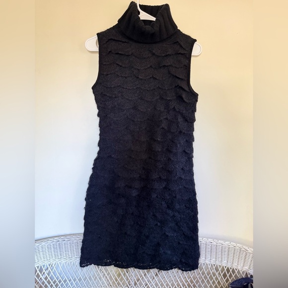 Malandrino Mohair / Cashmere Silk turtleneck ruffled sweater dress - Picture 7 of 8